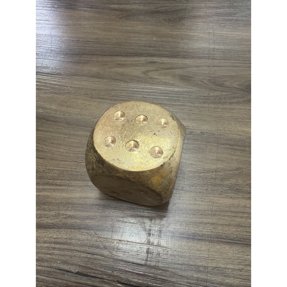 Solid Brass Dice 2" Paper Weight Decorative Collectible Hand Cast Bomel Collecti - Picture 2 of 4